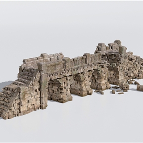 现代 桥 废墟城墙