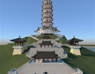 中式古建塔楼