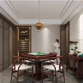 新中式 麻将房 棋牌麻将娱乐室