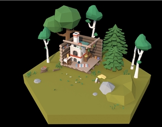 现代游戏建筑模型