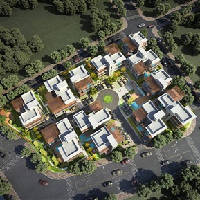 现代 鸟瞰图 别墅