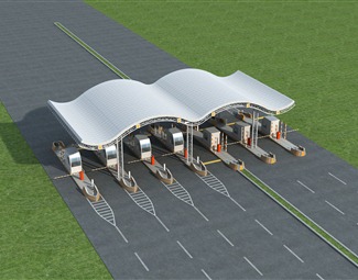 现代高速收费站3d模型下载