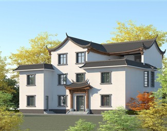 中式古建筑室外效果3d模型下载-3d溜溜网