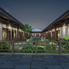 新中式 庭院 景观池