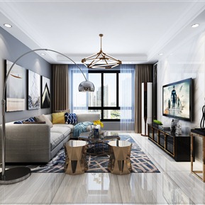 轻奢 客厅 客餐厅