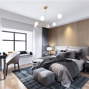 现代 卧室 主卧室