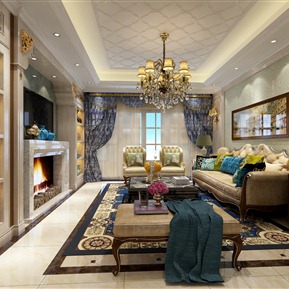 欧式 客厅 客餐厅