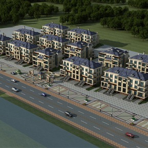 欧式 双拼别墅 别墅鸟瞰