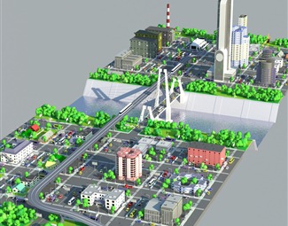 现代卡通建筑房子