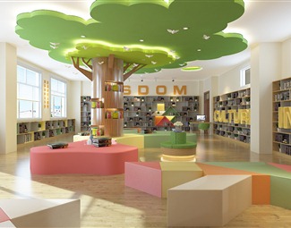 现代小学图书馆阅览室
