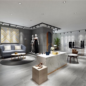 现代 服装店 服装展厅