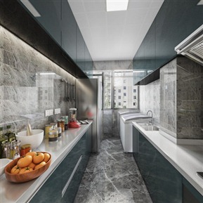 现代 厨房 厨房全景图