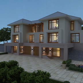 现代 双拼别墅 三层别墅