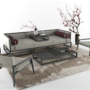 新中式 沙发茶几组合