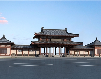 新中式古建别墅四合院su模型下载-3d溜溜网