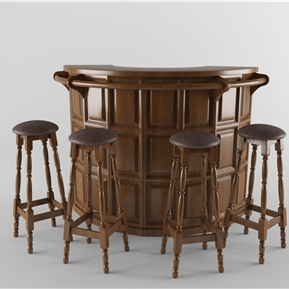 美式 吧台椅组合 吧台