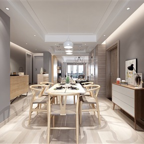 现代 餐厅 客餐厅 厨房