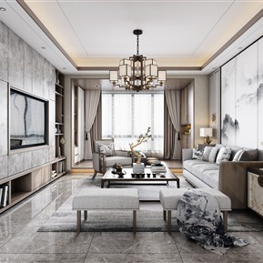 新中式 客厅 客餐厅