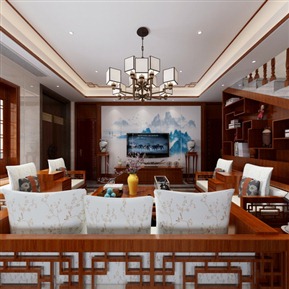 中式 客餐厅 全景