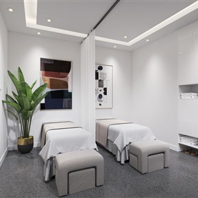 现代 spa 美容院包间 按摩床