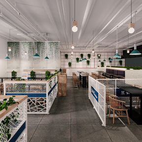 现代 快餐店 蒸鲜生 大厅