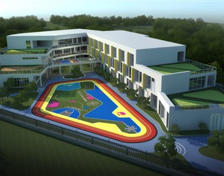 现代 幼儿园建筑 幼儿园 学校 鸟瞰