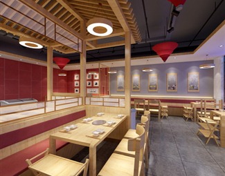 新中式餐厅卡座设计
