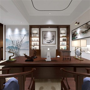 新中式 办公室 办公室会客区 茶室 端景台 玄关 盆栽 摆件 饰品 挂画 沙发 抱枕 茶具
