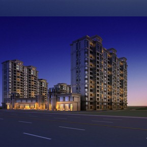 简欧 住宅区 夜景住宅