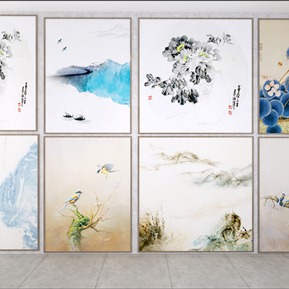 新中式 植物画 装饰画 壁画 挂画