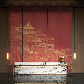 新中式 前台 前台山水石材