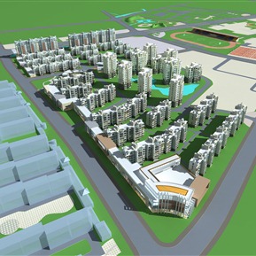 现代 鸟瞰图 商业办公住宅鸟瞰