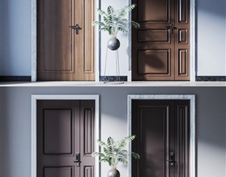 【现代-后现代衣柜门-子母门3d模型】_门_五金构件