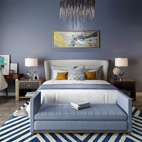 新中式 卧室 卧室床衣柜梳妆台组合