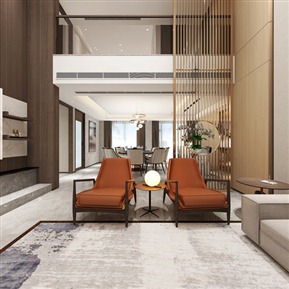 新中式 客餐厅 复式客餐厅全景