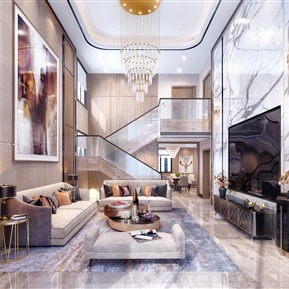 轻奢 客餐厅 别墅客厅餐厅