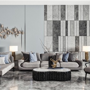 现代 沙发茶几组合 沙发茶几摆件组合