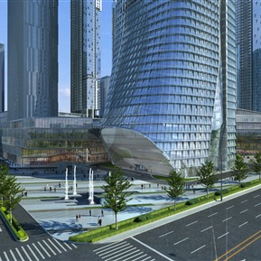 现代 办公楼 商业办公楼小鸟瞰