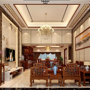 中式 客厅 客餐厅及入户