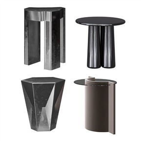 现代 边几 圆形不锈钢角几边几组合