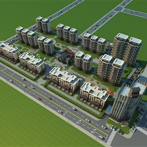 欧式 鸟瞰图 小区住宅鸟瞰