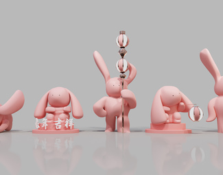 现代兔子雕塑摆件