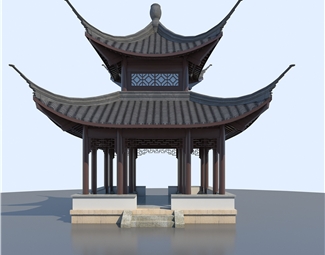 中式 亭子 重檐四角重亭