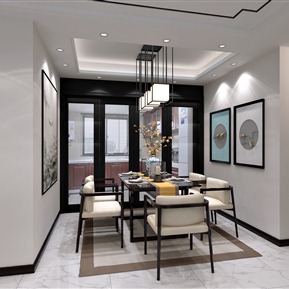 新中式 餐厅 客餐厅书房
