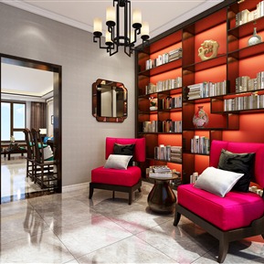新中式 休闲室 书房休闲区
