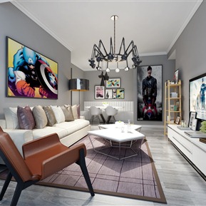 现代 客厅 客餐厅