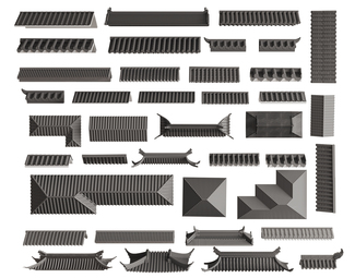 新中式 屋檐 屋檐瓦片组合