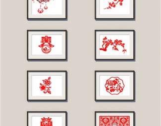 中式剪纸花纹