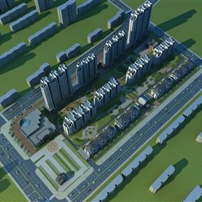 现代 鸟瞰图 小区住宅鸟瞰