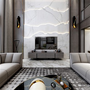 现代 复式客厅  全景客厅沙发组合